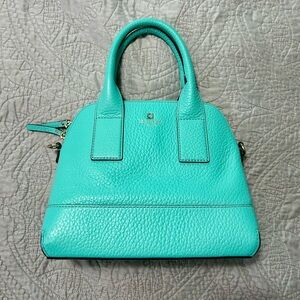 Kate Spade Pebbled Leather Domed Satchel in Turquoise EUC
